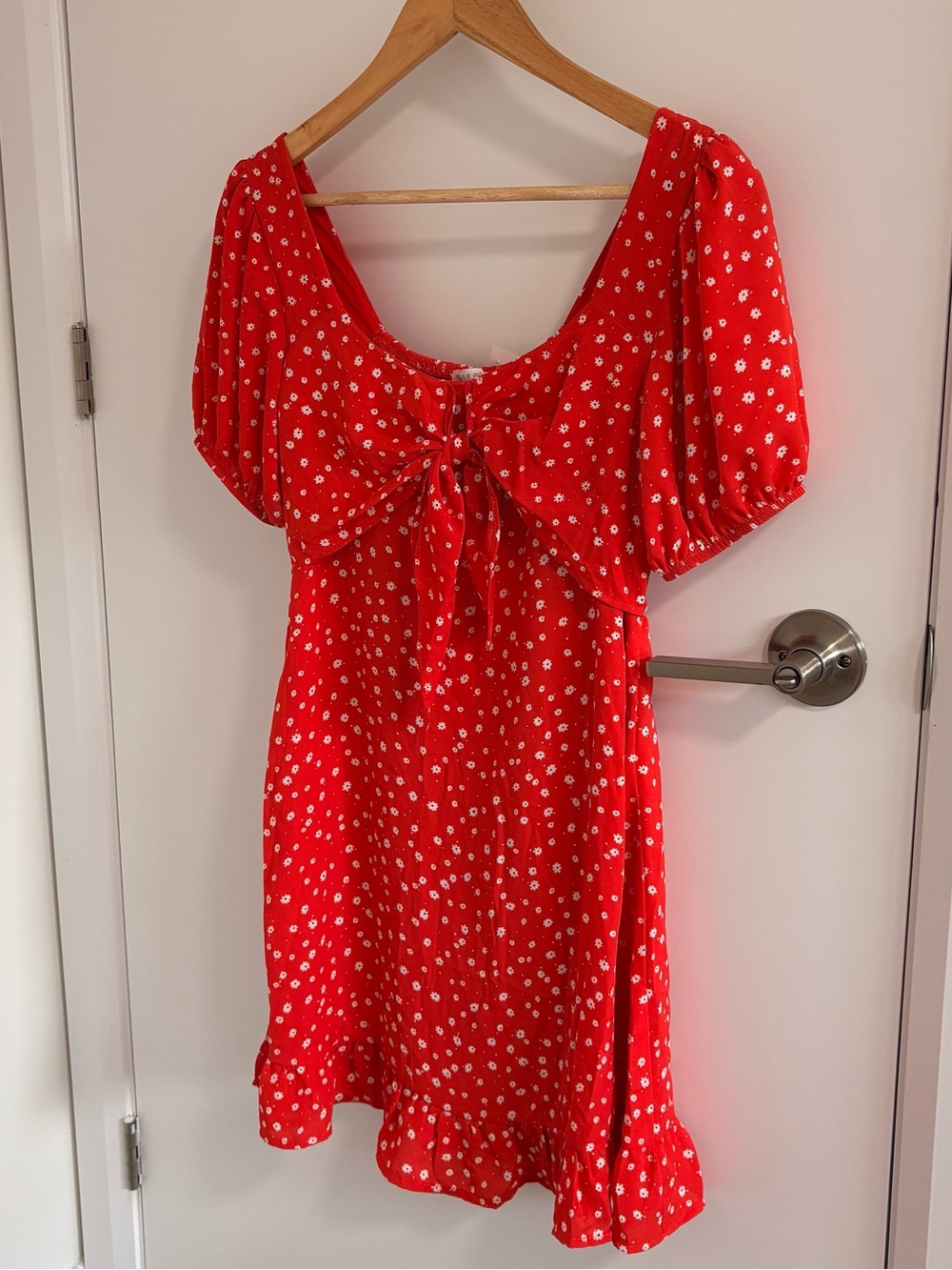 Red Floral Tie-Front Mini Dress